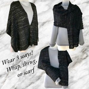 3 way Black & silver wrap/ scarf / shrug!  NEW!